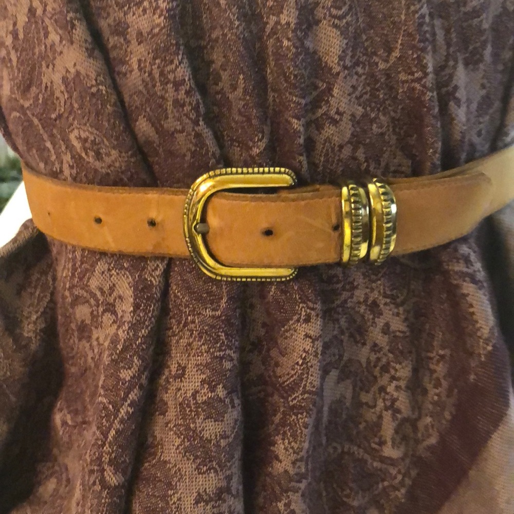 Vintage Women’s A.Brod Sz L 37” (30-34”/1 1/8”) Brown Leather Belt USA Made